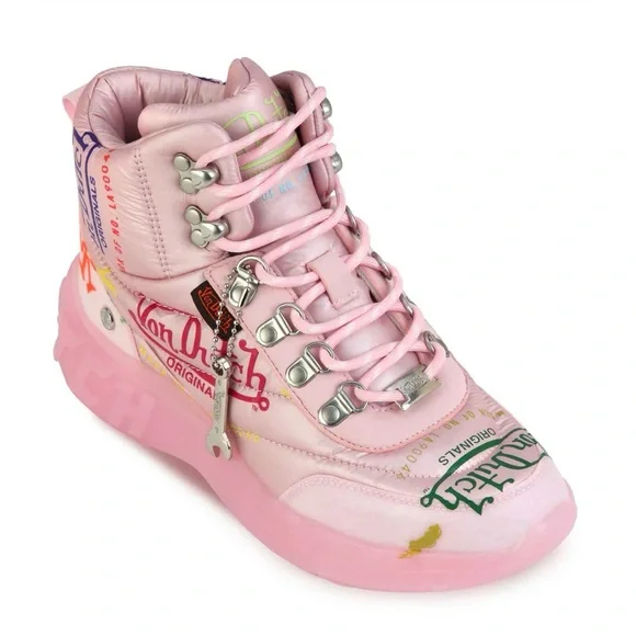 Von Dutch Pink High-Top Sneakers - Picture 2 of 8